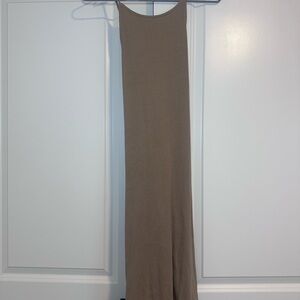 H&M Ribbed Sleeveless Maxi Dress - Taupe Brown